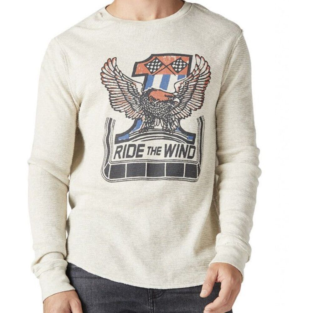 New $80 Men's LUCKY Brand Ride The Wind Thermal Cotton Long Sleeve Shirt Large